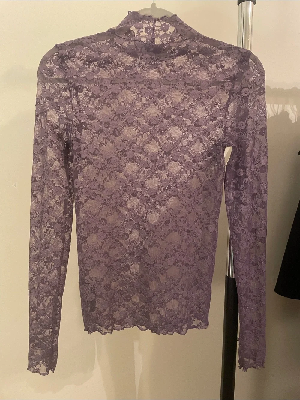 Urban Outfitters Purple Sheer Lace Long Sleeve Tee